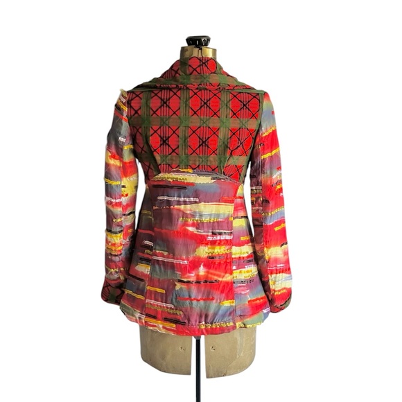 Stunning Handmade Patchwork Plaid & Striped Button-Up Blazer/Jacket - Picture 3 of 15